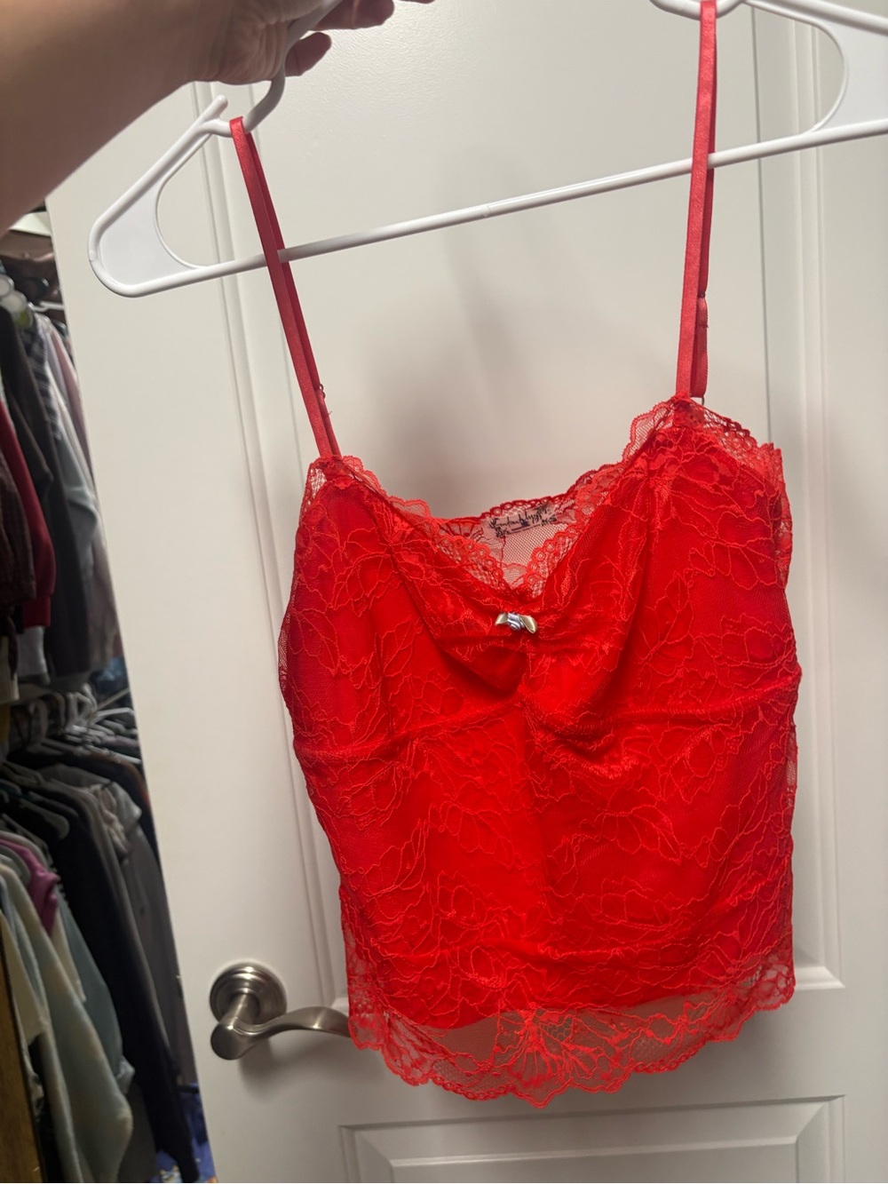Free People Red Lace Camisole Tank Top